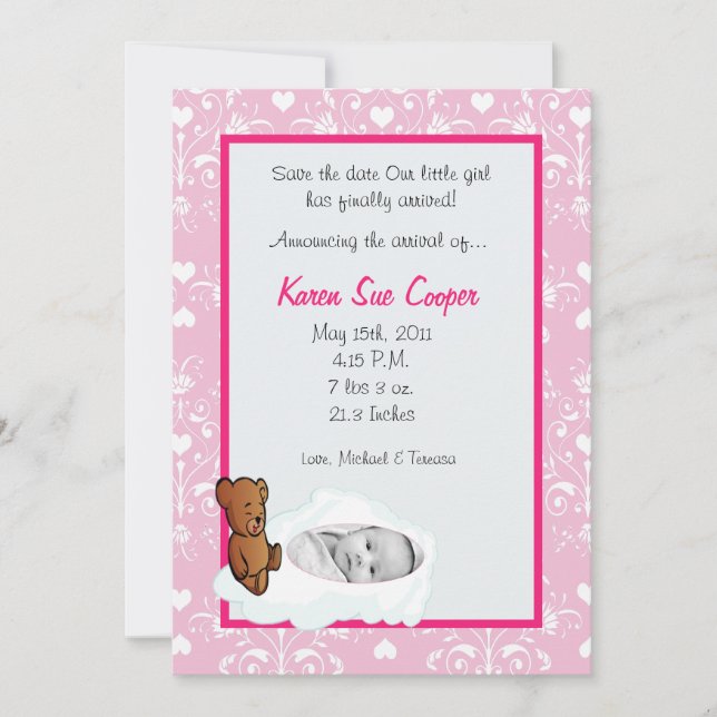 FOTO do Círculo Rapariga 5x7 no Anúncio de Nascime (Frente)