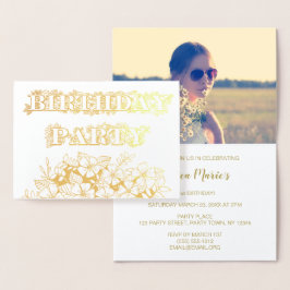 Foto do Convite de aniversário Floral Gold Foil