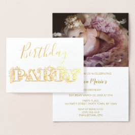 Foto do Convite de aniversário Floral Gold Foil