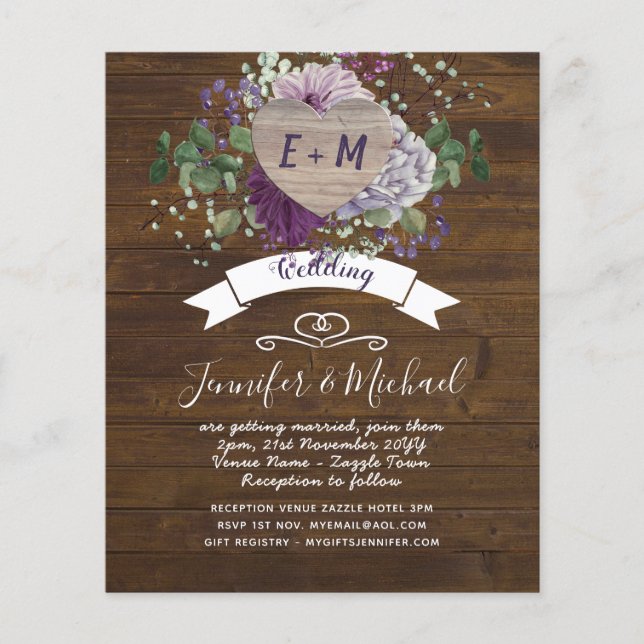 Foto do Coração Russo Púrpura Blue Floral Country  (Frente)