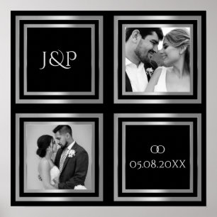 Foto do dia de casamento Colagem branca Poster
