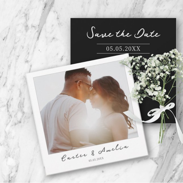 Foto do filme clássico - Salvar o Convite de casam (Classy square film photo style save the date  wedding invitation)
