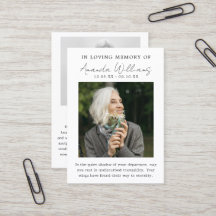 Foto do Funeral Memorial - Cartões de agradeciment