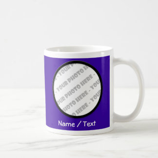 Foto do índigo & caneca redondas do texto - criar