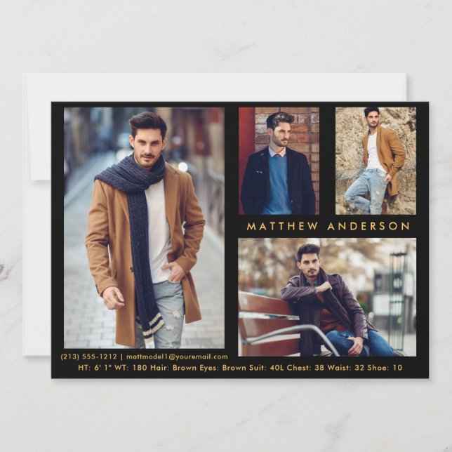 Foto do Modelo Ator 4 - Placa Comp Dourada Preta (Frente)