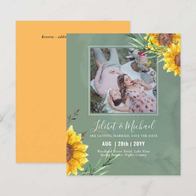 Foto do orçamento Salvar data ou Sunflower Russo d (Frente/Verso)