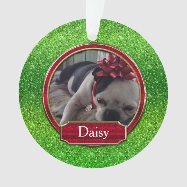 Foto do Ornamento Acrílico FAUX Green Sparkle (Frente)