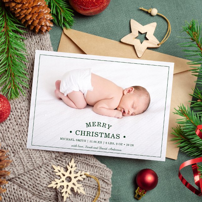 Foto do Primeiro Natal do Bebê Anúncio de Nascimen (Criador carregado)