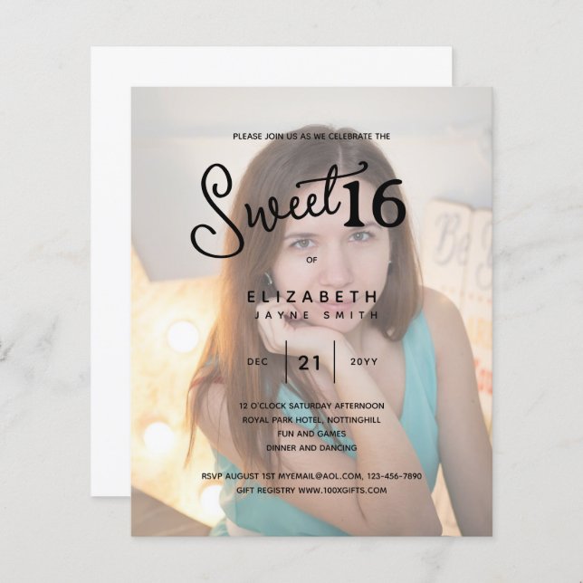 FOTO DOCE 16 Orçamento Elegante Moderno Aniversári (Frente/Verso)