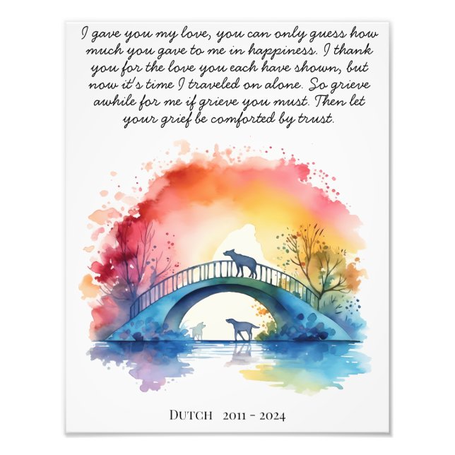 Foto Dog Memorial Gift Pet Loss Simpatia Poem (Frente)
