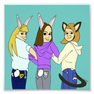 Foto Dois coelhos e um gatinho