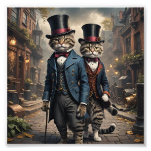 Foto Dois Gatos Vitorianos A Atravessar As Ruas