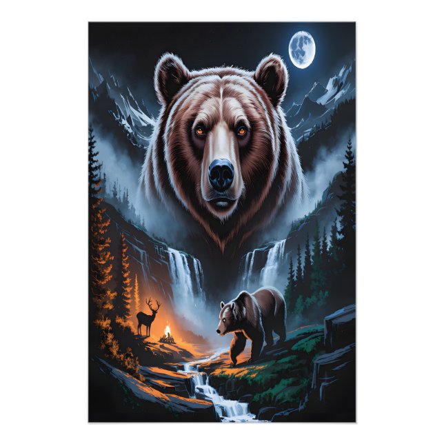 Foto Dois ursos na floresta escura 4 (Frente)