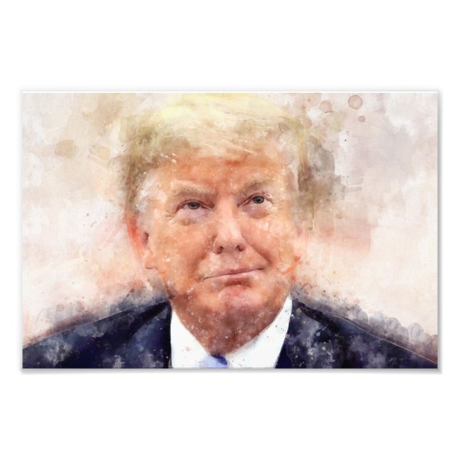 Foto Donald Trump sorridente retrato aquarela (Frente)