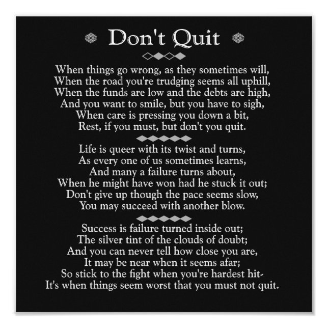 Foto Don't Quit Poem 12 x 12 (Frente)