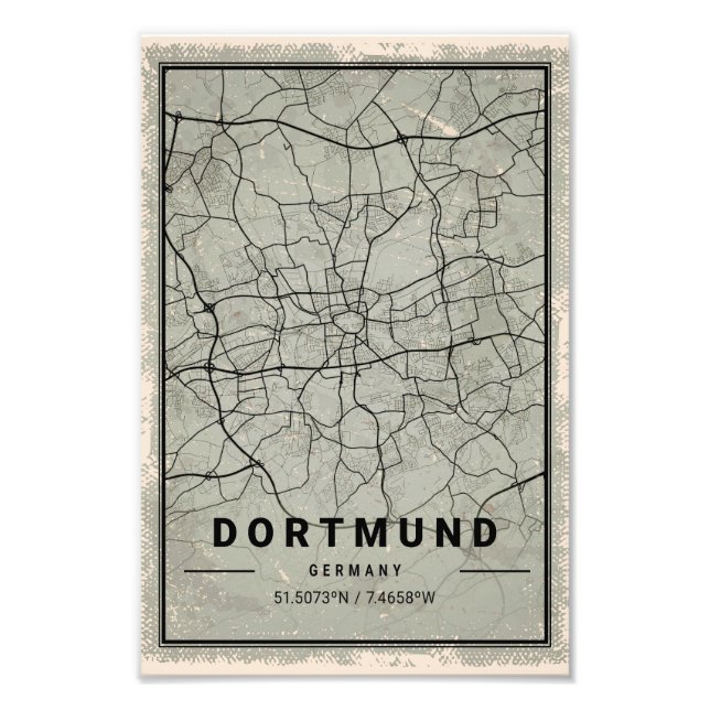 Foto Dortmund germany map print poster canvas (Frente)