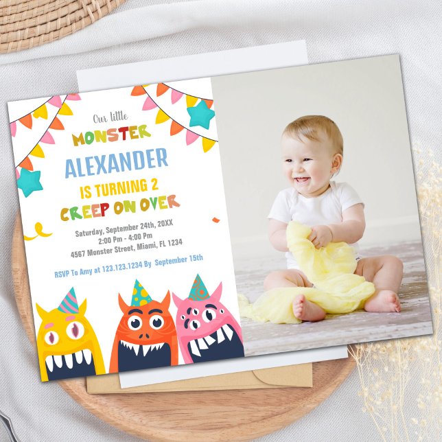 Foto dos Sinalizadores de Cor dos Convites de Aniv (Monster Birthday Invitations Colour Flags photo)