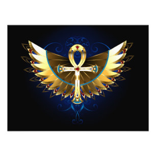 Foto Dourada Ankh com Asas