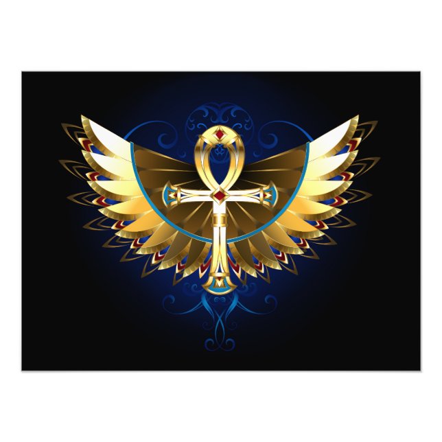 Foto Dourada Ankh com Asas (Frente)