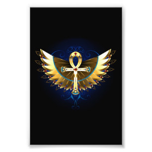 Foto Dourada Ankh com Asas