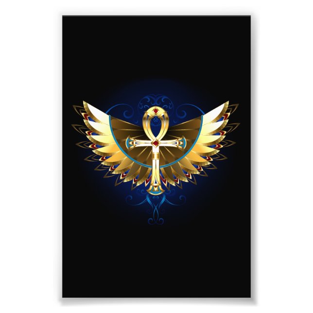 Foto Dourada Ankh com Asas (Frente)