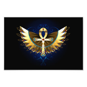 Foto Dourada Ankh com Asas