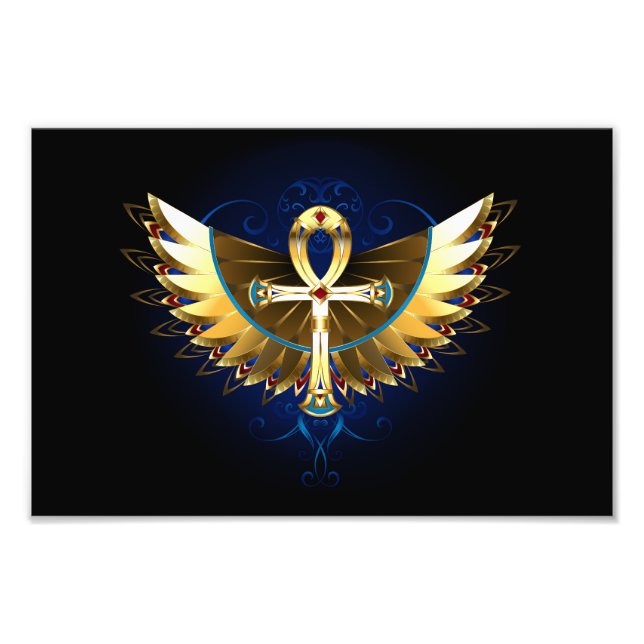 Foto Dourada Ankh com Asas (Frente)