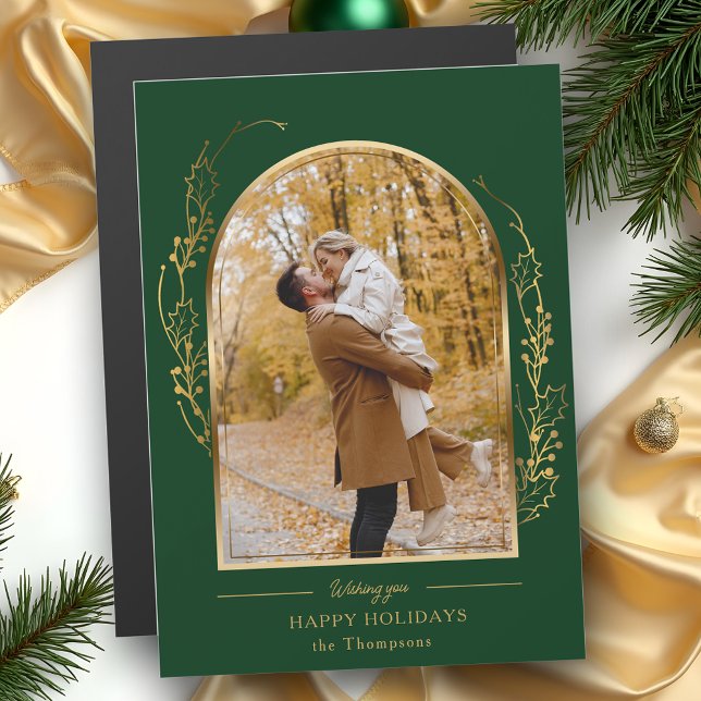 Foto Dourada Holly Arch Desenhada À Mão Elegante (Criador carregado)