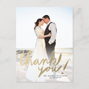 Foto Dourada Modern Faux Obrigado Cartão Postal