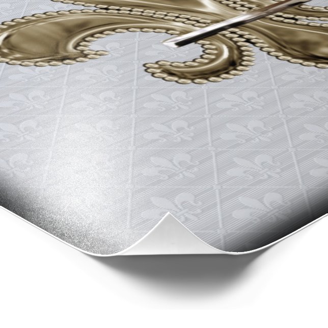 Foto Dourado Fleur de Lis prateado bordas pretas (Borda)