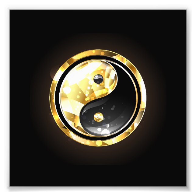 Foto Dourado Yin Yang a preto (Frente)