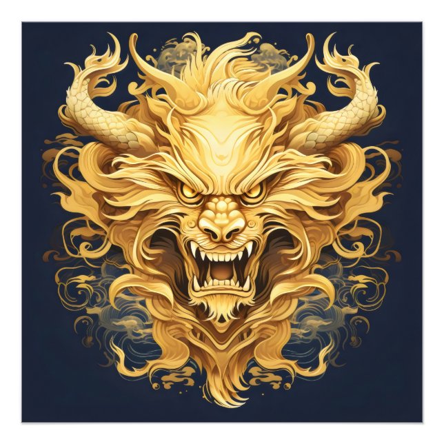 Foto Dragão Asiático Dourado (Frente)