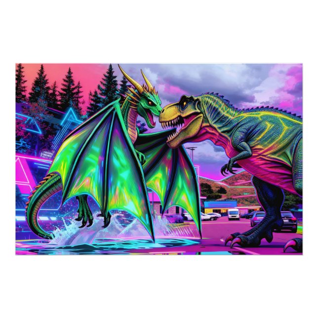 Foto Dragão Verde vs Dinossauro (Frente)