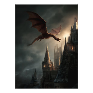 Foto Dragão Vermelho Sobre Castelo Gótico