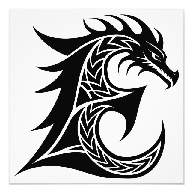 Foto Dragon Styled Letter E, Dragon Alphabet, Monogram (Frente)