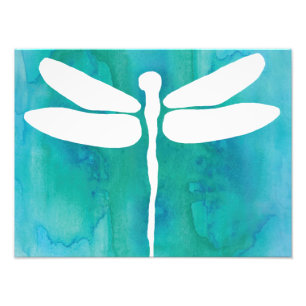 Foto Dragonfly Watercolor White Aqua Blue Dragonlies