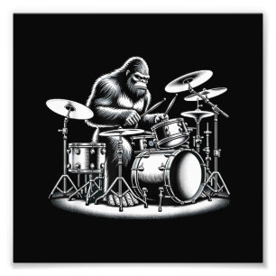 Foto Drummer Bigfoot Sasquatch Tocando Tambores Músico