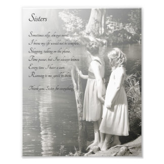 Foto Duas Meninas Irmãs Obrigado Poem Impressão