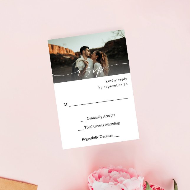 Foto e caligrafia 3 Mod Horizontal no Meal RSVP (Criador carregado)