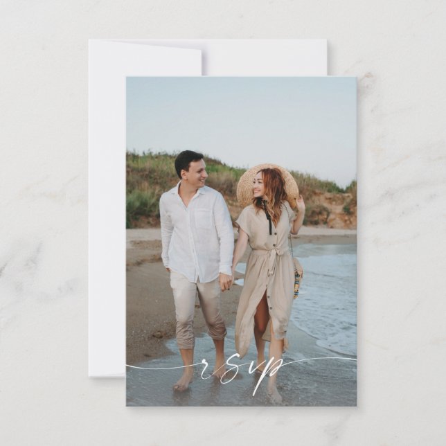 Foto e caligrafia 3 Mod Vertical no Meal RSVP (Frente)