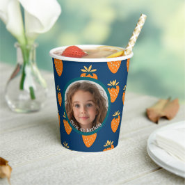 Foto e nome personalizados de morango amarelo azul