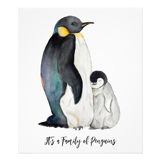 Foto É uma família de pinguins desenhando aquarela (Frente)