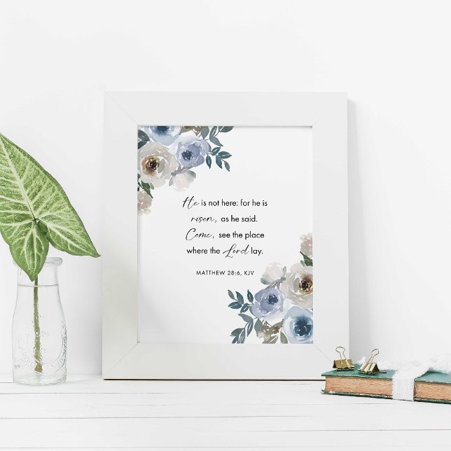Foto Easter Bible Verse Wall Art Matthew 28:6 Floral (Criador carregado)