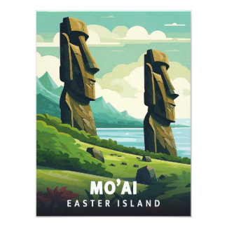 Foto Easter Island - Mo'ai - Vintage Poster