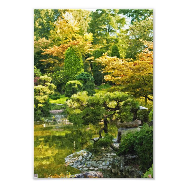 Foto Efeito de pintura de jardim japonês Paisagem (Frente)