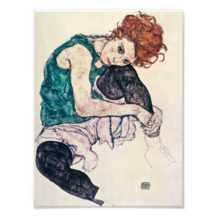 Foto Egon Schiele assentou o impressão da mulher