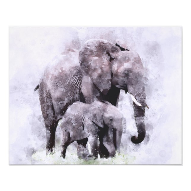 Foto Elefante Africano Feminino com Aquarela de Vitelo (Frente)