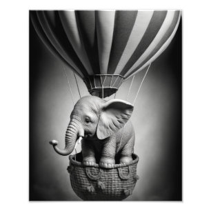 Foto Elefante bebê em balão de ar quente