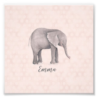 Foto Elefante com fundo geométrico cor-de-rosa