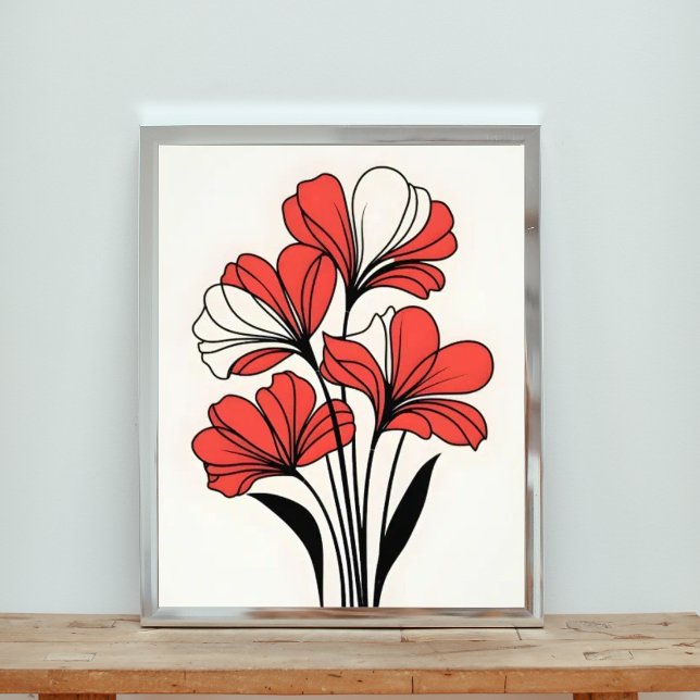 Foto Elegância Carmesim: Flores Vermelhas sobre Branco (Criador carregado)